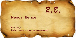 Rencz Bence névjegykártya